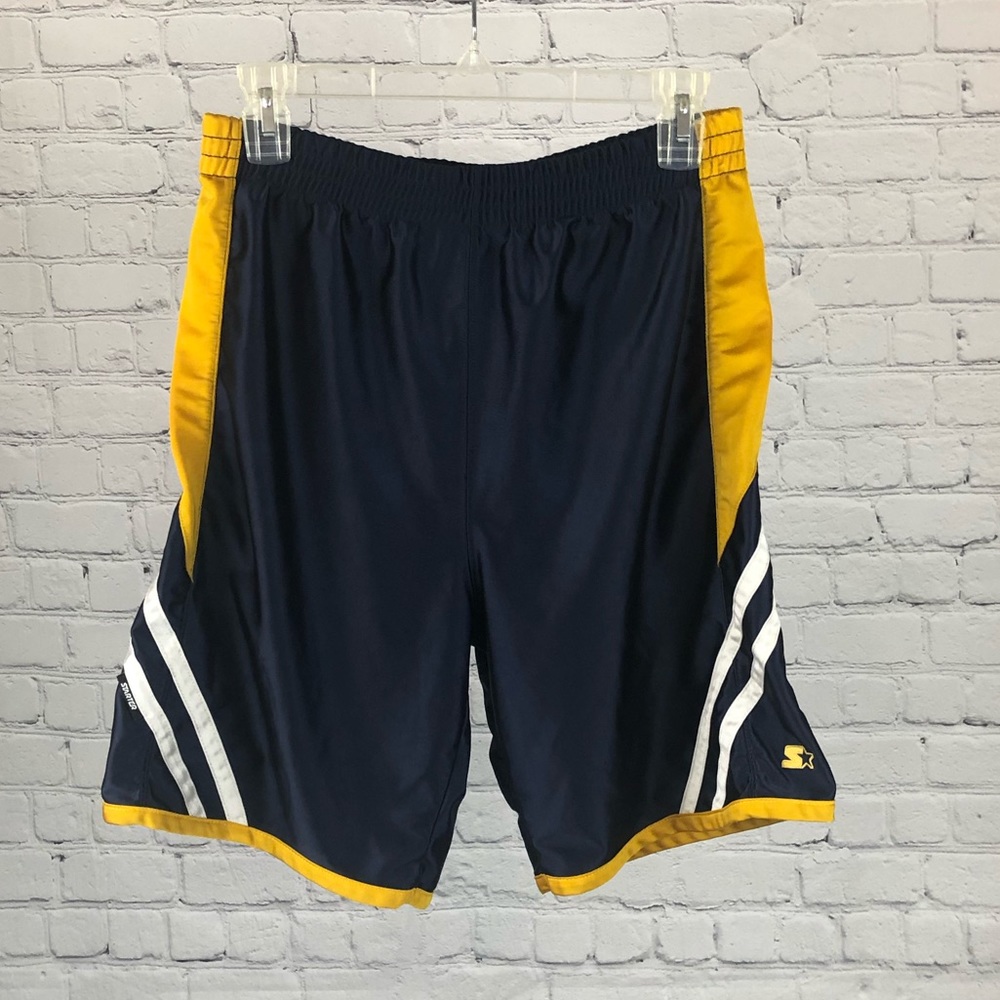 Boy’s Starter brand basketball shorts in navy blue and gold size 12/14
